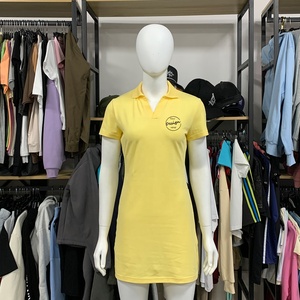 JL63A nuovo abito da <span class=keywords><strong>donna</strong></span> estivo Sexy in tinta unita collo a <span class=keywords><strong>Polo</strong></span> lunghe magliette attillate da <span class=keywords><strong>donna</strong></span> - Product Image 3