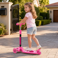 Trottinette à 3 roues pour enfants avec guidon en T réglable en hauteur et frein arrière pour garçons, filles et enfants