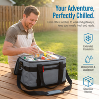 Sac à déjeuner isotherme rond, sac isotherme de 30L, tissu Oxford imperméable, sangle multi-poches pour le bureau, l'école, le pique-nique, le camping