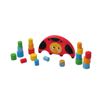 Juego de Equilibrio de Madera Natural con Forma de Mariquita Educativo y Elegante
