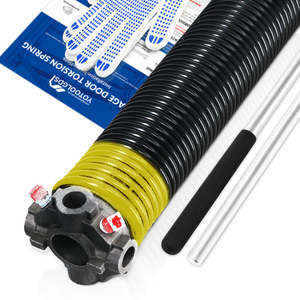 Ressort de torsion pour porte de garage à vent gauche haute précision 0,273 x 2 x 31 pouces (cône noir) avec barres d'enroulement antidérapantes et gants - Product Image 1
