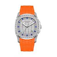 Montre automatique HANBORO de luxe avec lunette arc-en-ciel, unisexe, or rose, cadran 3D, aiguille, phase de lune, cristal saphir, sport, silicone, Miyota
