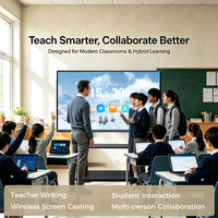 Tableau interactif intelligent 4K de 75 pouces avec écran tactile, suivi par caméra et Android 15 pour réunions de bureau