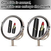 Miroir de maquillage de table rond ovale pivotant double face vintage réglable de 8 pouces en argent