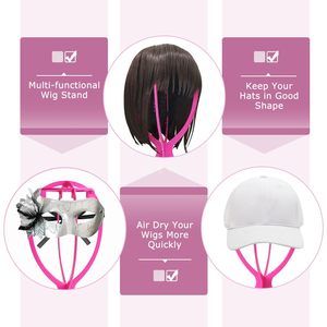 Supports de perruques multicolores ajustables en gros d'usine, présentoirs pliables pour chapeaux, outils pour extensions capillaires, supports de perruques portables en plastique - Product Image 3
