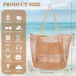 Bolsos de mano de verano de ratán natural tejido a mano para mujer, bolsos de playa de paja - Product Image 6