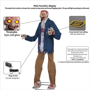 Zombi Eléctrico Grande de Inducción con Ojos Brillantes y Sonido para Decoración de Casa Embrujada y Sala de <span class=keywords><strong>Escape</strong></span> - Halloween - Product Image 4