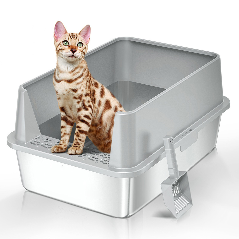 Enclosed Stainless Steel Cat Litter Box with Lid Extra Large Litter Box for Big  Cat XL Metal Litter Pan Tray with High Wall Side| Alibaba.com