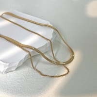 Collier à double couche en acier inoxydable avec chaîne torsadée en or 18 carats pour femmes et filles