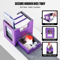 Boîte de rangement magnétique portable en cuir PU Commander pour cartes et dés, capacité 100 cartes à double pochette TCG/PTCG
