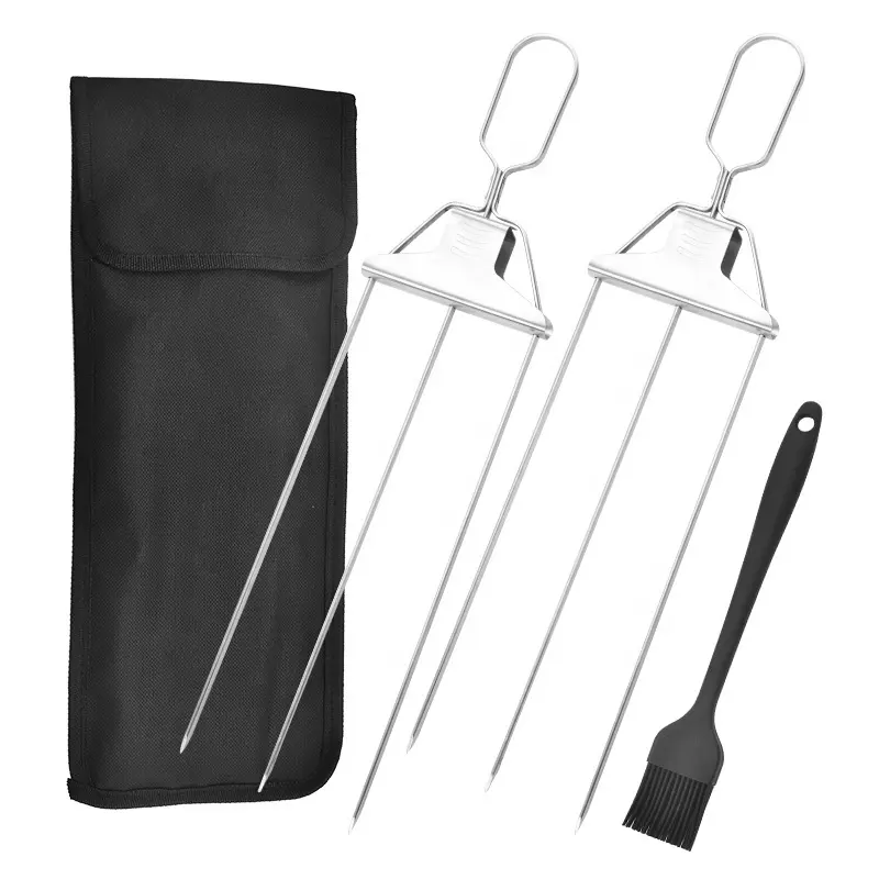 13 14 17 inch BBQ Accessory Roasting Sticks Grill Long BBQ Meat Vegetable Skewers with Slider