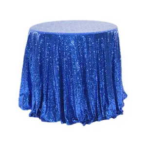 Custom Sequin Table Cloth Round Purple Party Banquet Polyester Table Cover for Wedding