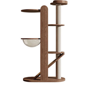 Árbol para Gatos de Madera Maciza Marrón de 55 Pulgadas con Postes Rascadores, Cueva Tipo Cápsula y Base Estable, Torre de Actividades para Gatos - Product Image 4