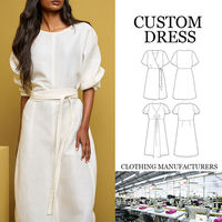 Robe décontractée mi-longue en lin pour femme nouvelle couleur unie tissée en automne Service personnalisé respirant et antistatique