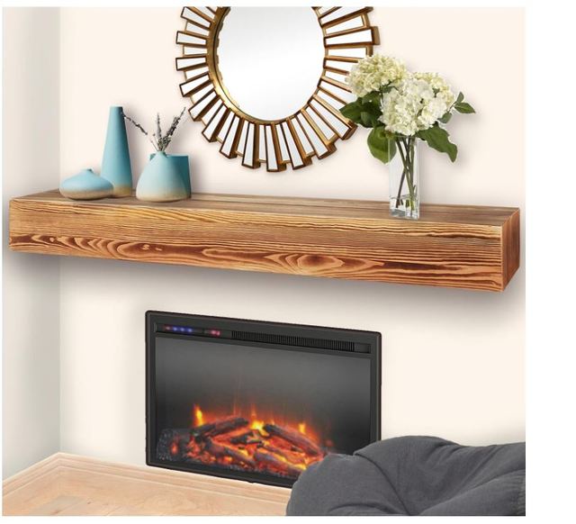 Custom 60 Inch Fireplace Mantel Farmhouse Floating Wall Mounted Solid Rustic Wood Shelf for Fireplace Decor Frame Display