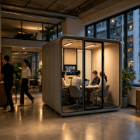 Cabine de réunion acoustique multi-personnes avec écran d'affichage, pod de conférence modulaire insonorisé pour bureau