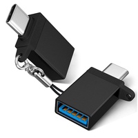 Pack de 2 adaptateurs USB-C USB 3.0 avec sangle de transport pour smartphone/ordinateur portable/voiture/batterie externe/hub/écouteurs/microphone, en matériau ABS