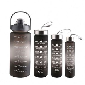Lot de 4 Bouteilles d'Eau Écologiques Anti-Fuite 4-en-1 Demi-Gallon en Plastique Sport avec Paille et Cordon - Product Image 1
