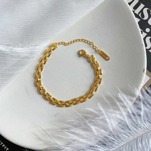 201 Stainless Steel Fashion Bracelets Simple Style <b>Solid</b> Color 18K <b>Gold</b> Plated Available in Bulk - Product Image 4