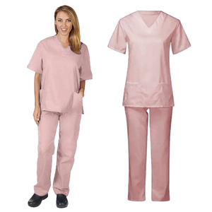 V Neck Nursing Uniform Two Piece Set Unisex Moisture Wicking Hospital <b>Scrubs</b> Split Set For Men And Women - Product Image 4