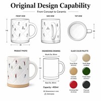 Nouvelles tasses en céramique de grès imprimées sérigraphiées au design populaire, écologiques, réutilisables, pour café, thé, lait, ensembles cadeaux, compatibles lave-vaisselle