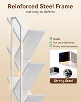 Étagère moderne à 6 niveaux en panneaux de particules, design arbre, pour petits espaces, avec éclairage LED, finition blanche, pour le rangement du salon et de la chambre