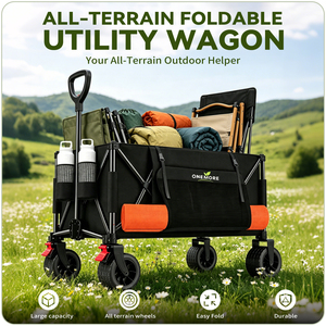 Carrito Plegable Resistente ONEMORE, Capacidad de 260L, Vagón Utilitario Todoterreno para Exteriores, Camping, Jardín y Playa - Product Image 2