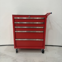 Chariot à outils compact à 5 tiroirs, armoire à outils roulante en acier, verrouillable, 3 tiroirs peu profonds, 2 tiroirs profonds, rangement mobile pour garage, gain de place