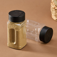 Bouteilles en plastique transparent PET de 250 ml, pots à épices carrés vides avec couvercles noirs pour le stockage de poudres d'assaisonnement et d'épices