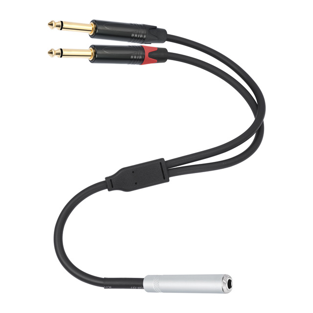 Stereo AUX Cable Jack 1 Female to 2 Male Y Mic Splitter Earphone Microphone Audio Adapter 2 in 1 Cable 6.35mm
