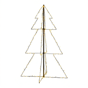 Árbol de Navidad Cónico D0100HEC807 de 3x5 Pies con Luces LED Blancas Cálidas, Decoraciones Festivas para Interiores y Exteriores, Árbol Metálico con Base - Product Image 1