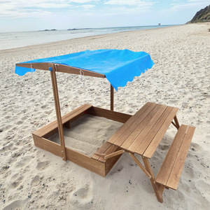 3-trong-1 ngoài trời sandbox với băng ghế dự bị ghế tán bìa và Lift-up nắp đa chức năng trẻ em cát chơi bảng - Product Image 1