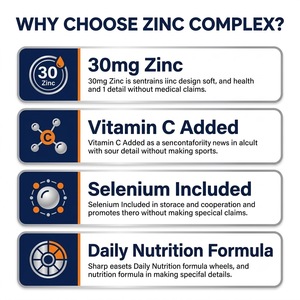 OEM ODM Complejo de Zinc GMP Halal 60 Cápsulas 30mg de Zinc con Vitamina C 90mg y Selenio 55mcg - Product Image 3