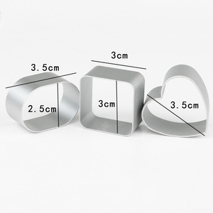 Aluminum Cookie Cutters 3Pcs Heart Oval Square Baking Molds For Cake Pastry - Product Image 3