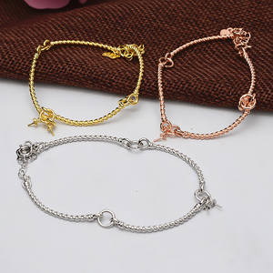 S925 <b>Silver</b> DIY <b>Pearl</b> Jewelry Accessories Cute Style Fancy Coarse Double Bead <b>Bracelet</b> with Empty Tray Hand Inlaid 542 - Product Image 3