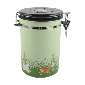 Airtight Stainless Steel Coffee Canister 1.8L Cartoon Dog Cat Design <b>Kitchen</b> Food <b>Storage</b> <b>Jar</b> with Measuring Spoon - Product Image 5
