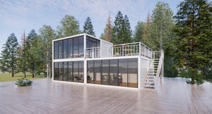 Casa de Campo Moderna con Techo Inclinado <span class=keywords><strong>y</strong></span> Pared de Vidrio Templado Doble, de Una a Dos Plantas, Venta al por Mayor Directa de Fábrica - Product Image 3