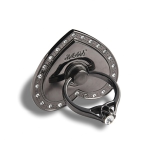 <b>Black</b> Heart Shape Fashion Metal Magnet <b>Bracket</b> 360 Degrees Magnetic Mobile Phone Ring Holder - Product Image 1