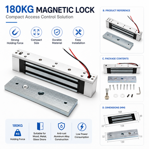 Cerradura Electromagnética <span class=keywords><strong>de</strong></span> Fábrica Electro Maglock 12V 180KGS 350LBS para <span class=keywords><strong>Puerta</strong></span> <span class=keywords><strong>de</strong></span> Madera, Control <span class=keywords><strong>de</strong></span> Acceso, Cerradura Magnética Eléctrica con LED - Product Image 3