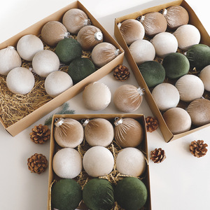 Nouvelle conception 2026, 12 pièces, boules <span class=keywords><strong>de</strong></span> Noël en plastique enveloppées <span class=keywords><strong>de</strong></span> tissu <span class=keywords><strong>de</strong></span> 8 cm, décorations d'arbre <span class=keywords><strong>de</strong></span> Noël, ornements, bolas <span class=keywords><strong>de</strong></span> Navidad - Product Image 1