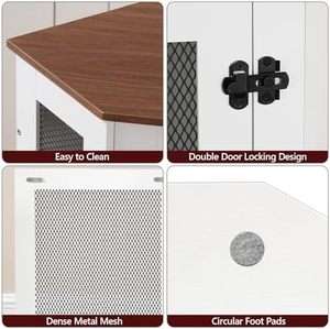 Jaula para Perros de Esquina Cuadrada Clásica Ecológica de Nogal Blanco Sólido, Mesa Auxiliar Decorativa para Interiores y Exteriores, Venta al por Mayor - Product Image 6