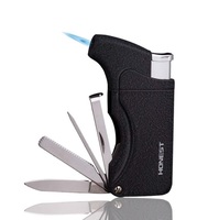 Cool 5 en un cigare Tobecco gaz butane torche à Jet rechargeable gonfler pli léger avec des outils de couteau