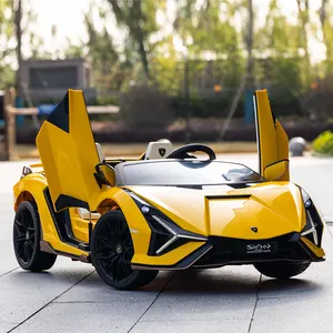 Coches de paseo de 24V y 2 asientos, Lamborghini Sian de gran tamaño, con licencia para niños, funciona con batería, coche de paseo para niños para niño