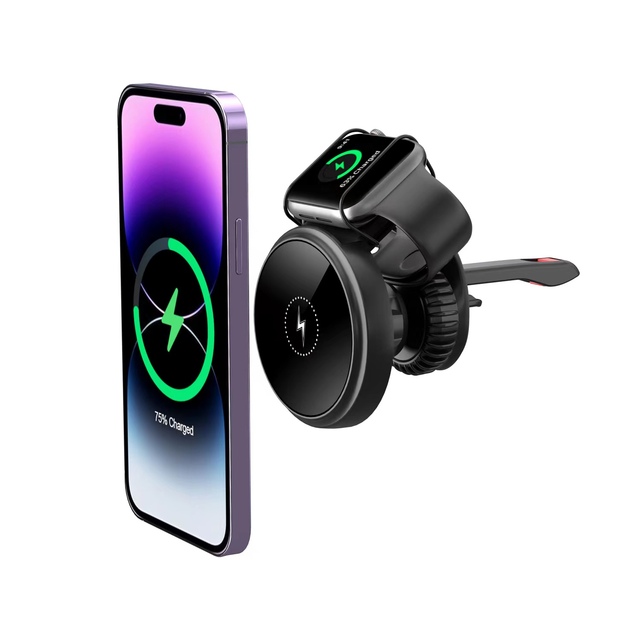 2in1 PD Car Wireless Charger with Type-C 15W for iPhone and IWatch