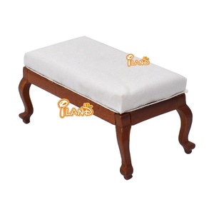 ILAND – meubles de maison de <span class=keywords><strong>poupée</strong></span> en bois <span class=keywords><strong>Vintage</strong></span>, échelle 1:12, maison de <span class=keywords><strong>poupée</strong></span>, chambre à coucher, <span class=keywords><strong>lit</strong></span>, Table de chevet, coiffeuse, banc rembourré - Product Image 5