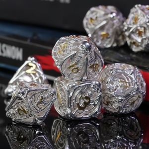 Para Udixi, juego de dados de Metal hueco de hueso humano de <span class=keywords><strong>color</strong></span> para RPG Dungeons & Dragons, logotipo personalizable empaquetado en caja de Metal - Product Image 6