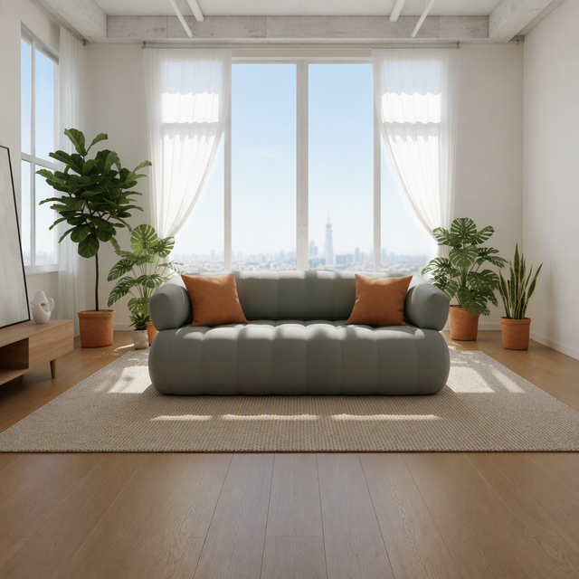 Vacuum-Packed Upholstered Sofa Set-Modern Design High Resilience Fabric Eco-Friendly Space-Saving Sofa Bed for Apartment Villa