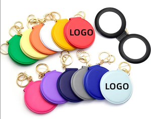 Custom Logo Portable Folding Keychain Makeup Cross-Border Pvc Leather <b>Small</b> <b>Mirror</b> for Promotional Gifts - Product Image 2