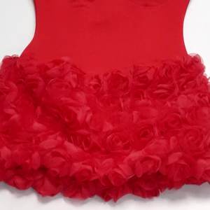 เดรสสั้นเซ็กซี่ลายดอกไม้3D ชุดเดรสแขนกุดเปิดหลังคอวีลึกสีแดงเก๋ๆสำหรับ2025งานปาร์ตี้ตอนเย็นฤดูร้อน - Product Image 3