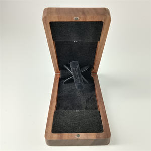 Hot Sale Walnut Wood Jewelry <strong>Boxes</strong> Storage Packaging Gift Wedding Rotating Luxury Led Ring Box - Product Image 1
